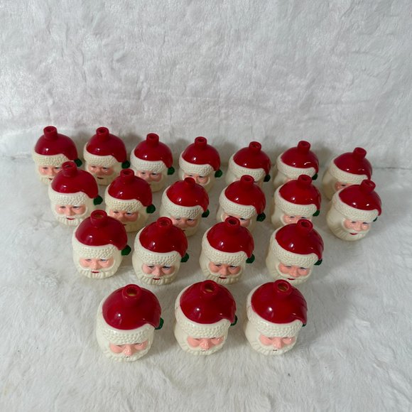 Vintage Santa Head Blow Mold String Light Covers Set Of 20 Rare Christmas! 🎅 - Picture 6 of 10